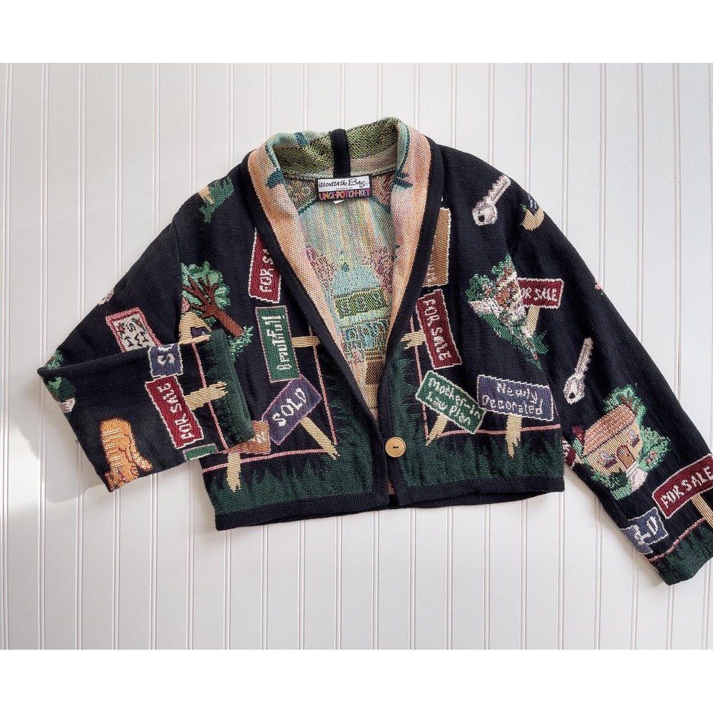 vtg It's‎ Outta The Bag Unge Potch Ket real estate cropped tapestry jacket - Picture 3 of 6